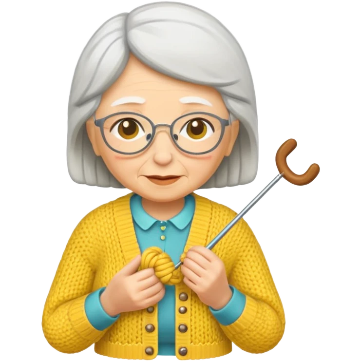 knitting grandma yellow emoji
