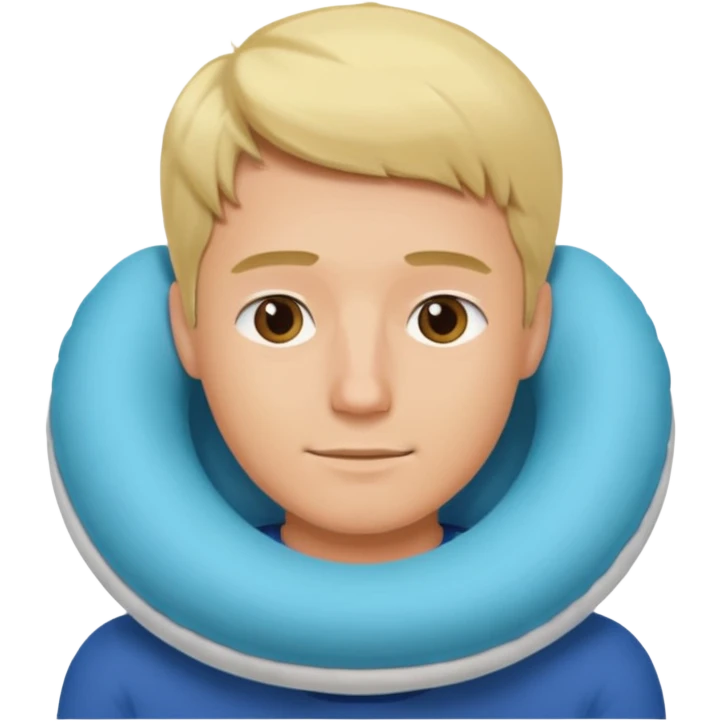 blonde man using travel pillow  emoji