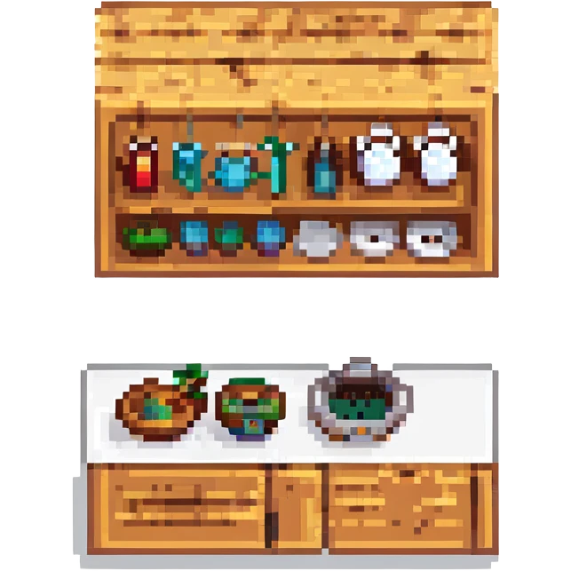 pixel art style kitchen cabinet made of wood emoji