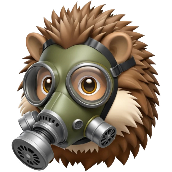 hedgehog wearing a gas mask emoji