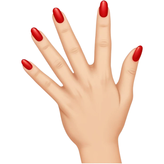 Side view of a hand with the index finger and thumb touching together as if clapping. The fingernails are long and painted. emoji