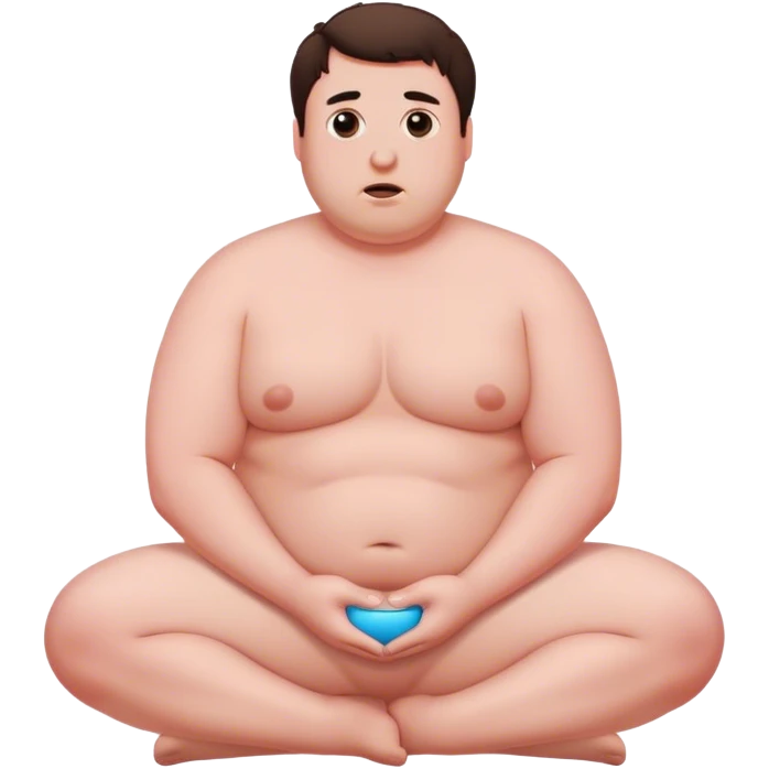 fat white guy shirtless kneeling emoji