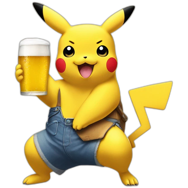 Pikachu boit une bière emoji