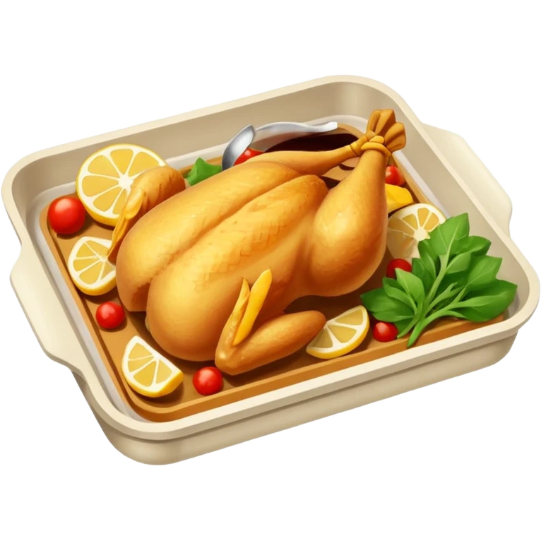 rectangle tray meal with chicken emoji