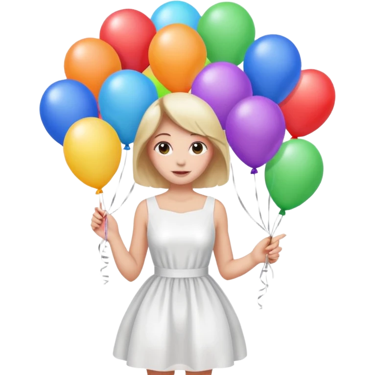 Birthday Female with ballons in white dress emoji