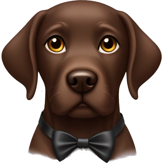 A chocolate Labrador with a black bow on its ear emoji