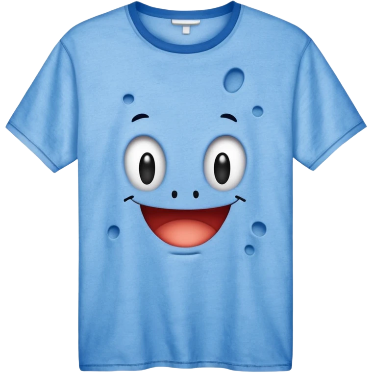 Blue shirt with the text I love krabby. And the shirt has holes emoji