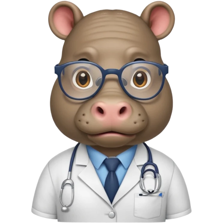 Hippo doctor, glasses, uniform emoji