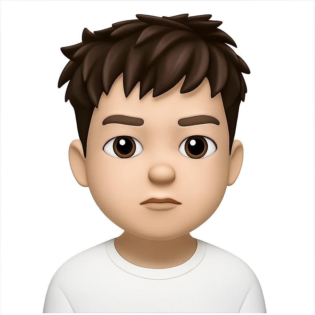Convert this portrait photo into a 3D emoji in the Apple style, keeping the facial features and hairstyle recognizable, with a smooth, rounded, and expressive look typical of Apple emojis. Remove the background. The style should resemble Apple's 3D emoji style with a smooth and rounded appearance. emoji