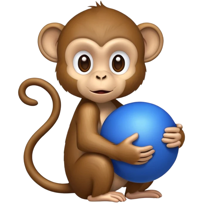 monkey holding a blue ball emoji