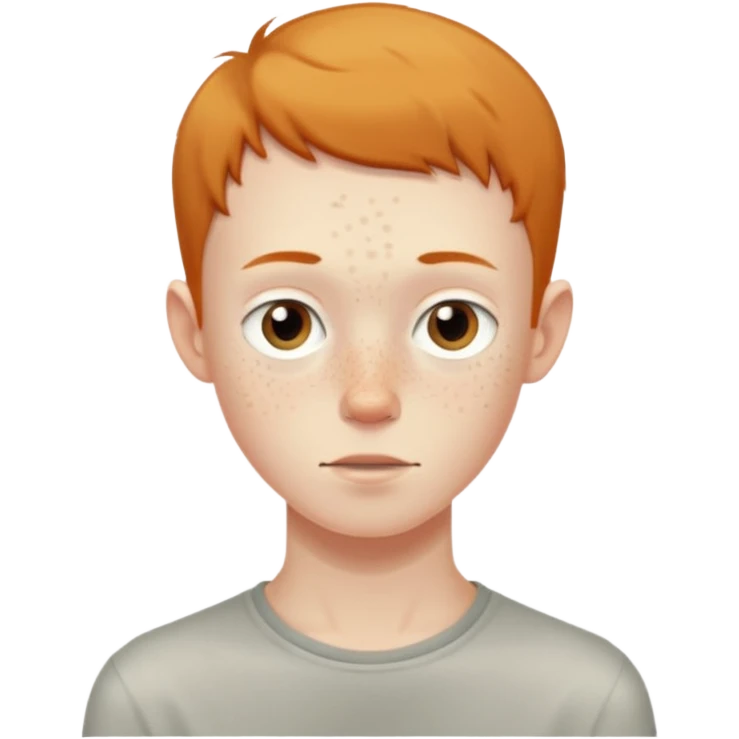 a skinny pale boy with very short thin hair and a bit of freckles emoji
