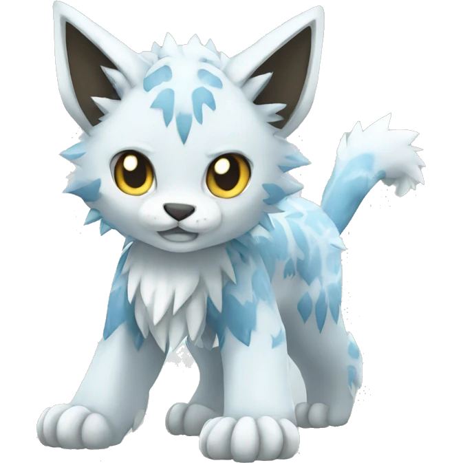 Ice-type Lynx-Fakemon full body emoji