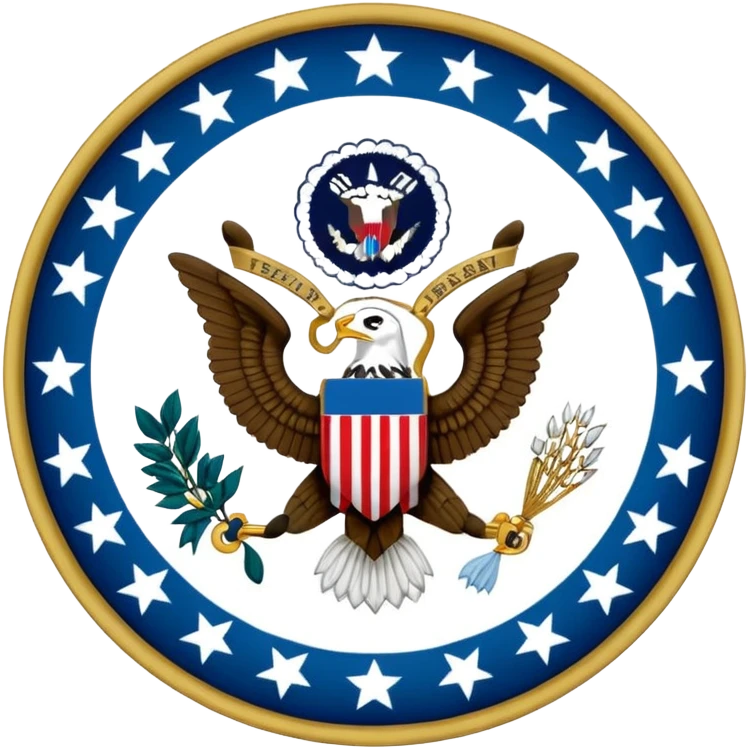 White vice president seal 50 blue stars circle and blue outline  emoji