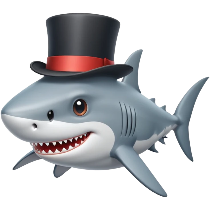 Shark with a top hat emoji