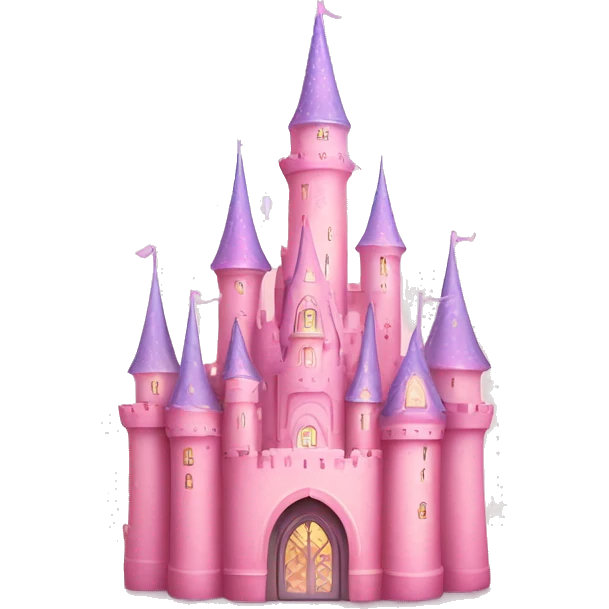 Pastel Pink Castle "A dreamy pastel pink castle with glowing towers, shimmering star-shaped windows, and a magical aura surrounding its walls." emoji