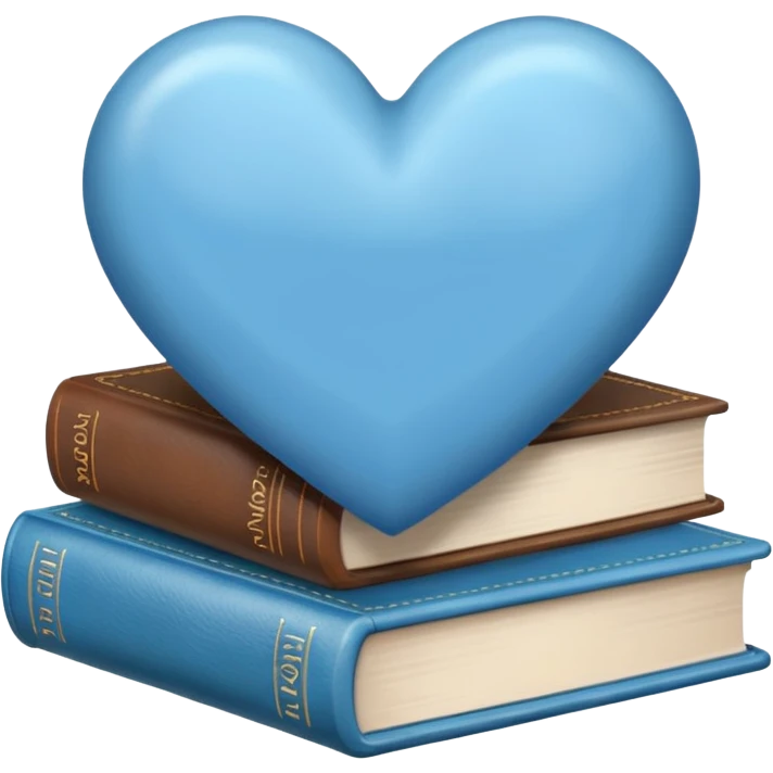 Light blue heart + books emoji