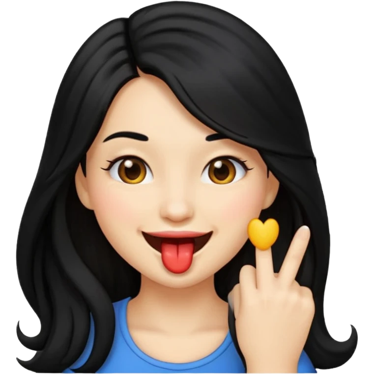 emoji biting finger flirty, and long black hair emoji