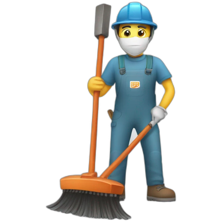 Rust mascot Ferris with broom cleaning rust emoji