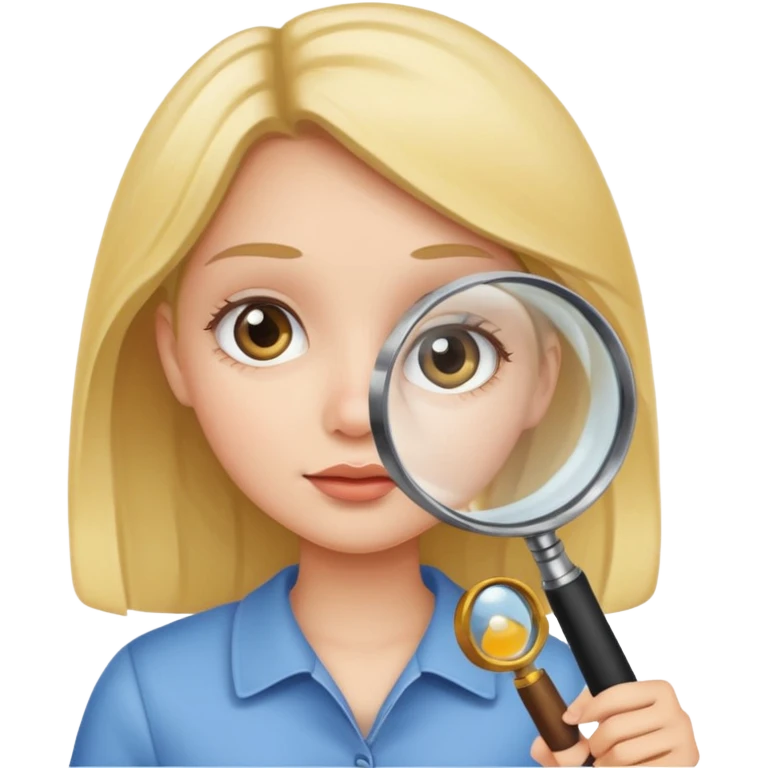 a girl using a magnifying glass emoji