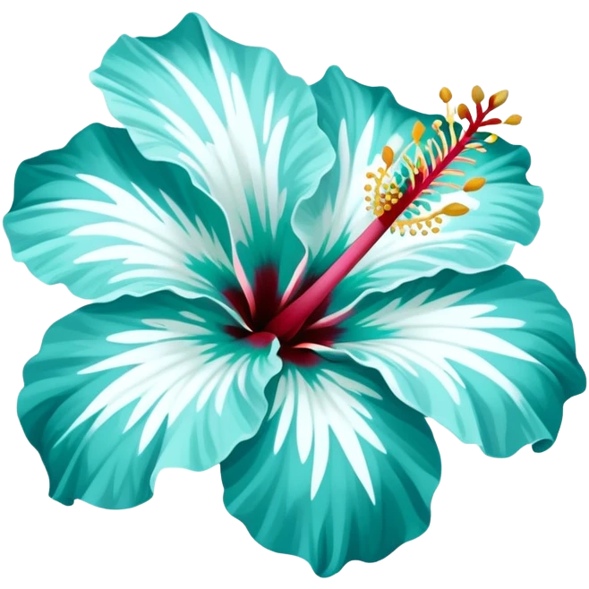 A pretty hibiscus flower that is white and teal  emoji