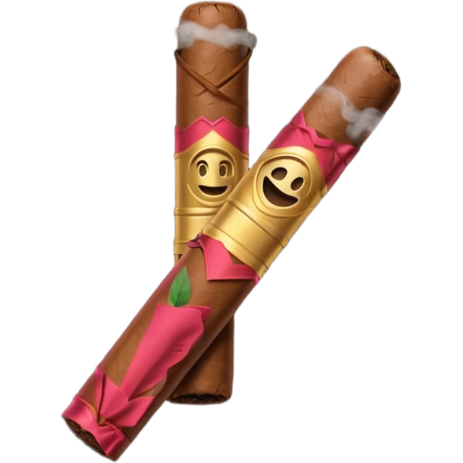 Emoji-style cigar icon, dark brown wrapper, subtle smoke, minimalistic, clean silhouette emoji