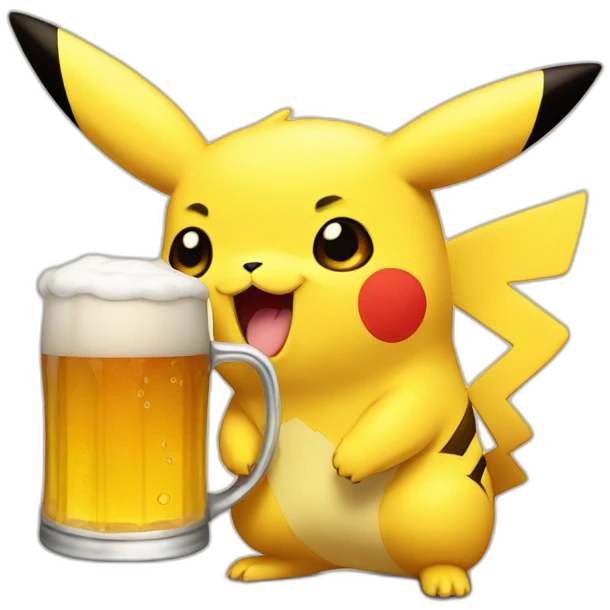 pikachu, who drinks a beer emoji