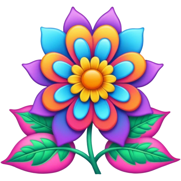 Psychedelic colored Border line with flower emoji