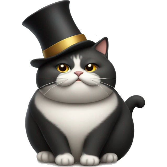 Fat cat wearing tophat emoji