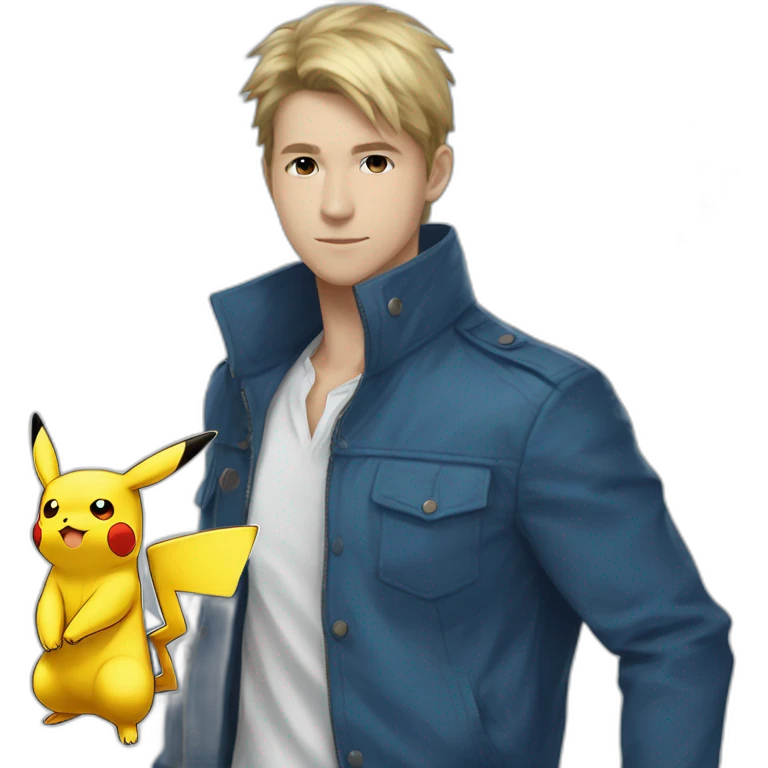 Pikachu fusionner avec Dracofeu bleu évolution emoji