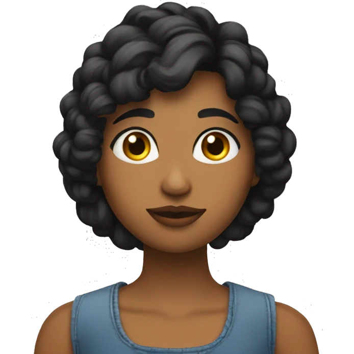 Chica cabello negro corto por los hombros y un lunar debajo del ojo izquierdo emoji