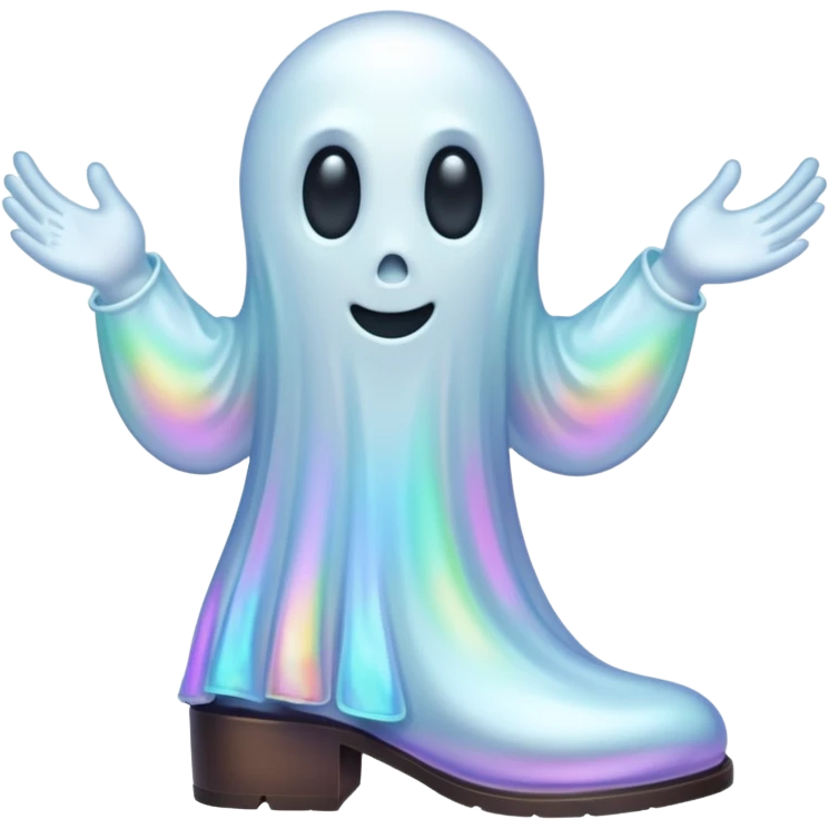 A holographic ghost with two boots emoji