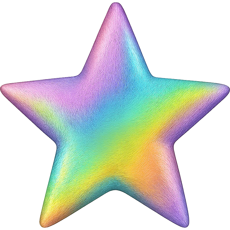 mini star with a glamorous and stylish holographic rainbow texture, no background emoji