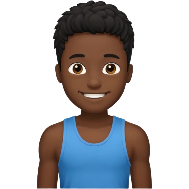 Un garçon qui a des locks noir  il sourit c’est un renoi il a un débardeur emoji