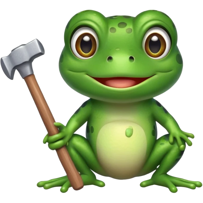 cute frog with hammer emoji