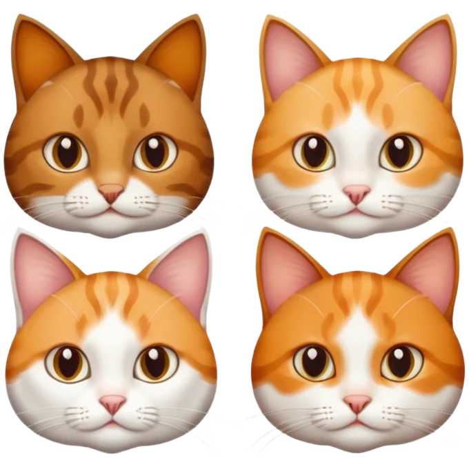 3 cats and each are different natural colours; brown tabby and white, calico, and ginger and white emoji