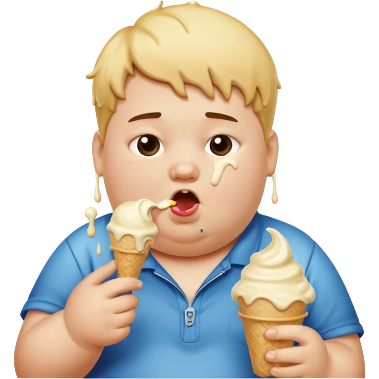 An obese kid eating ice cream emoji