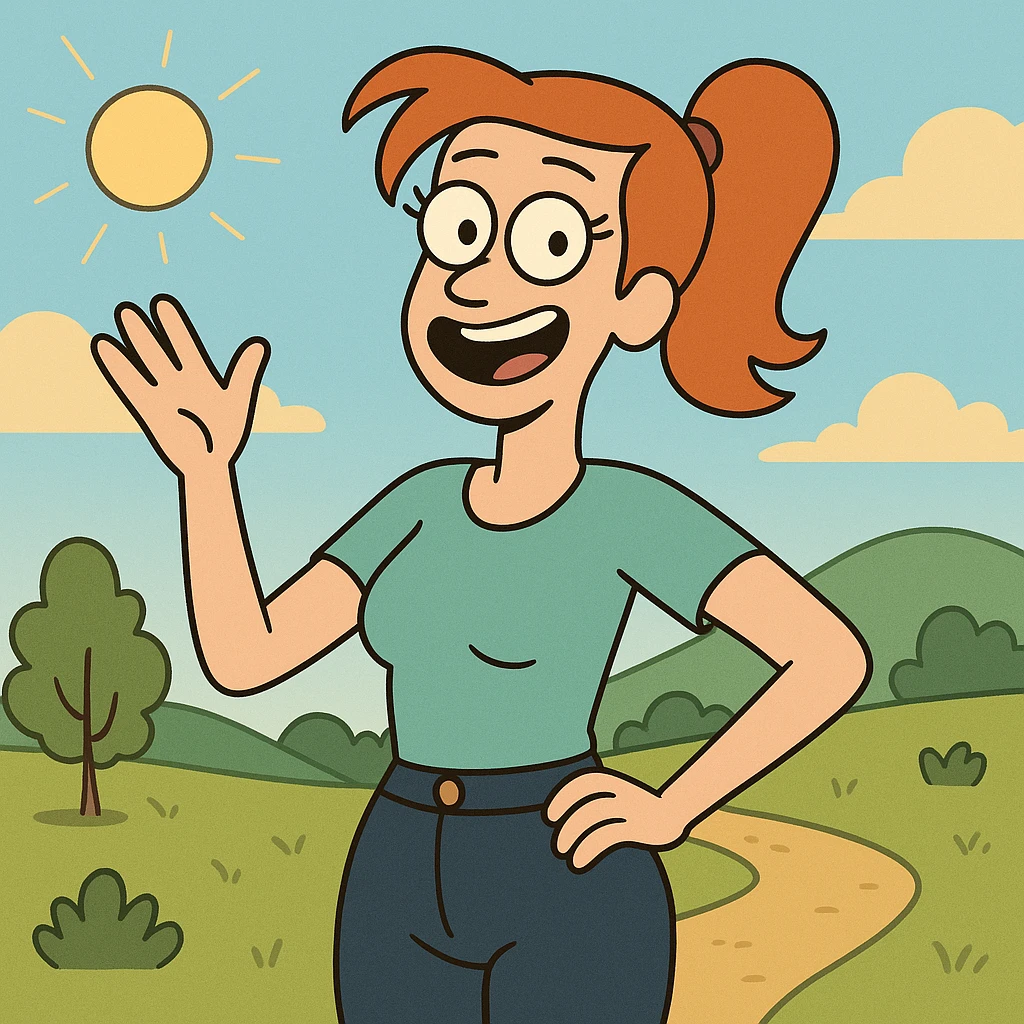 sunny landscape scene in flat toon style emoji