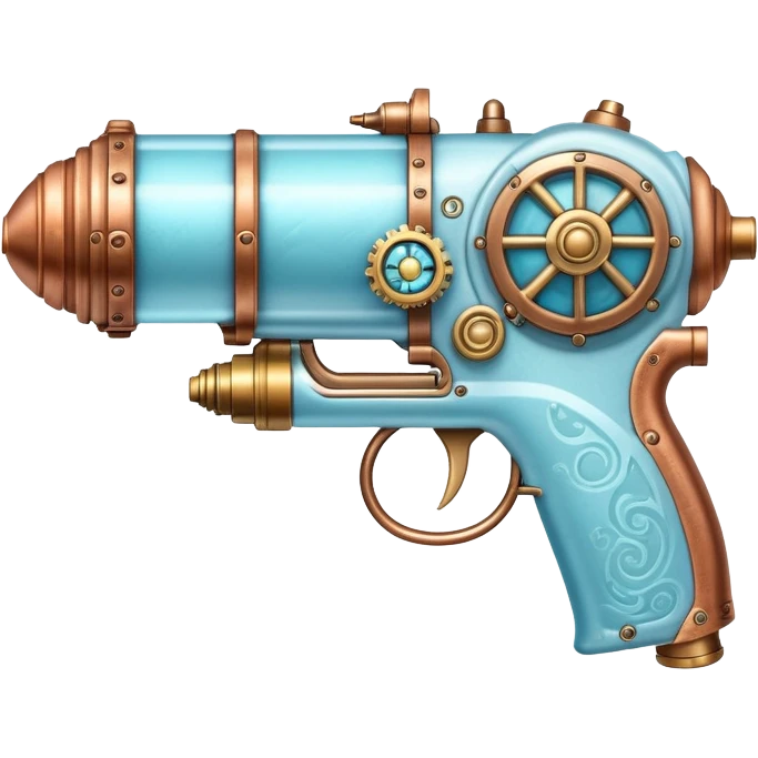 steampunk freeze raygun with brass and copper details and icy blue highlights emoji