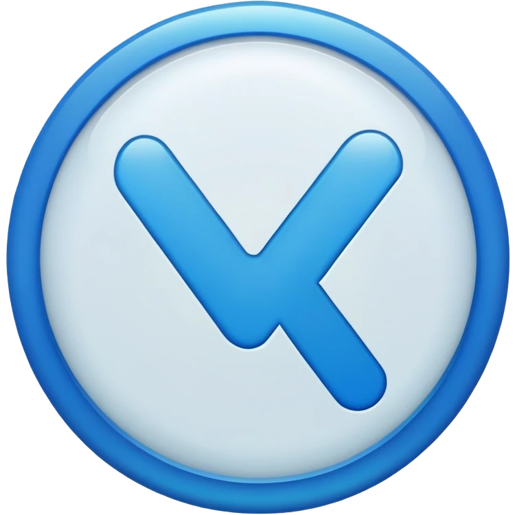 A white tick between a blue circle emoji