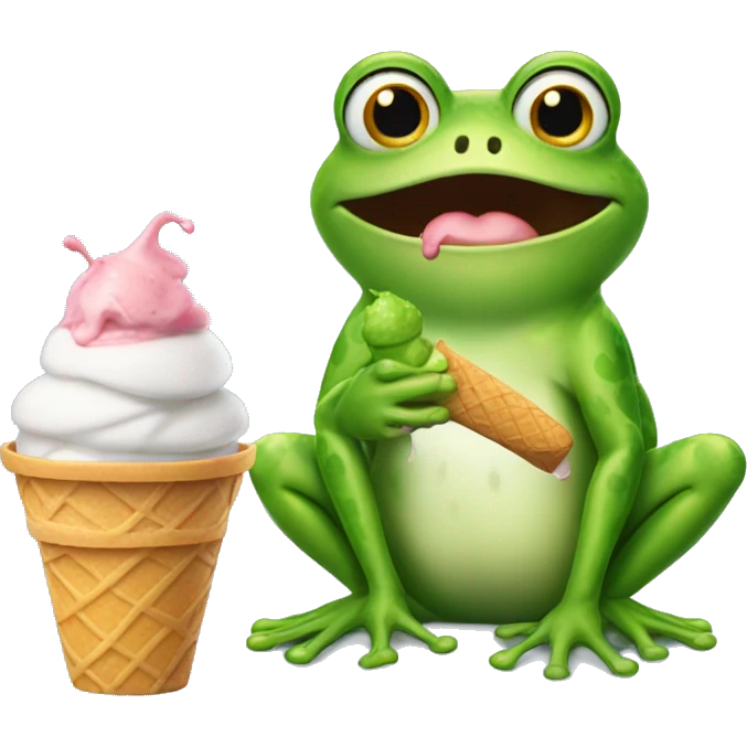 Frog with ice cream emoji