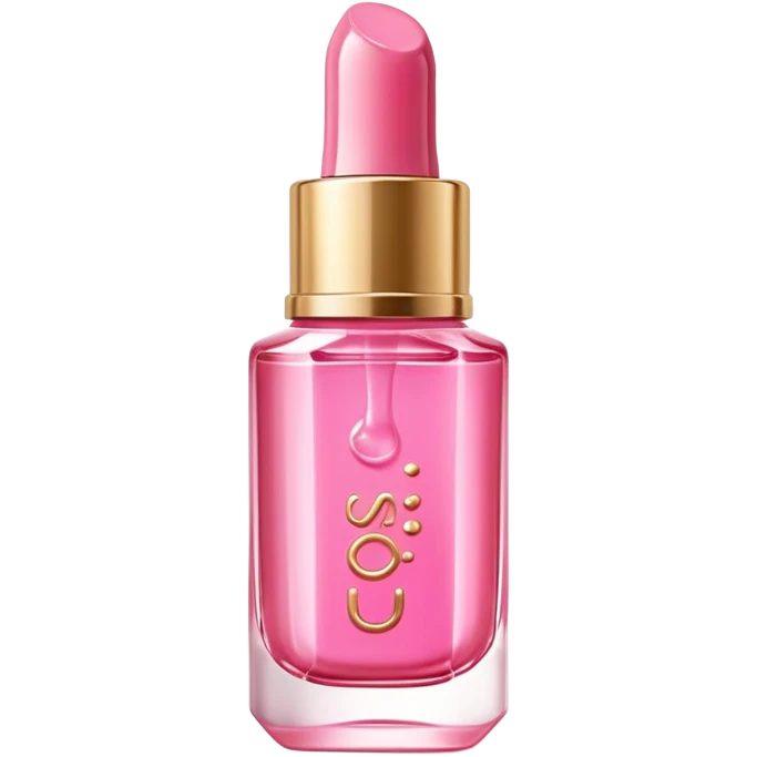 Gisou lip oil in pink color, small transparent bottle with gold cap, pink-tinted lip gloss, honey-infused beauty product emoji