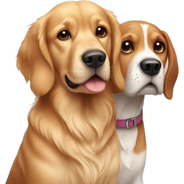 a golden retriever and a beagle best friends emoji