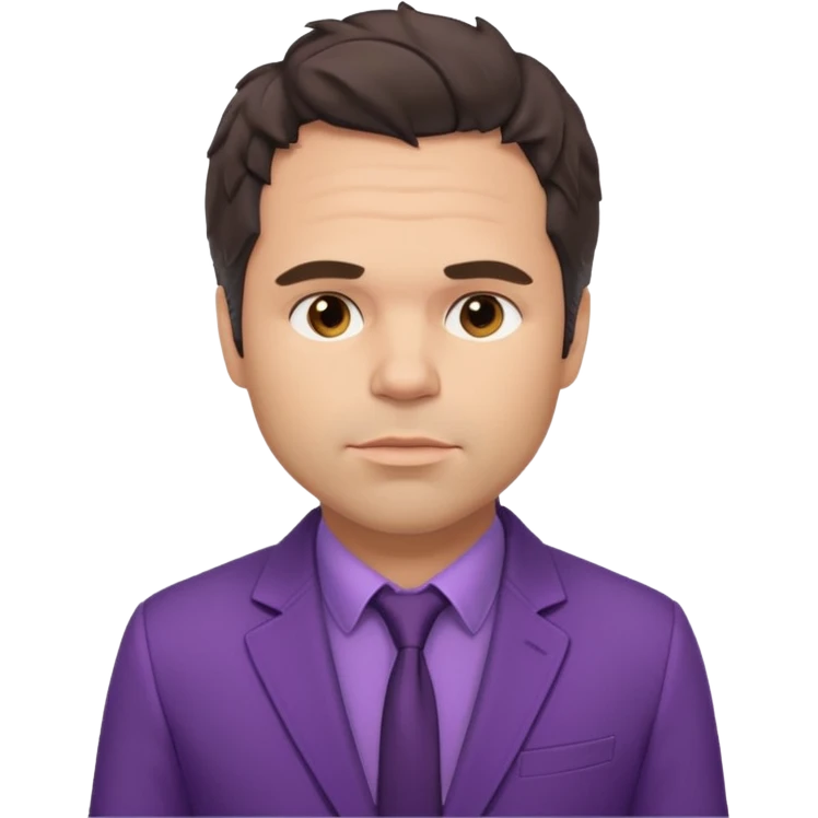 Mark Ruffalo with dark brown hair, purple shirt, beige suit jacket  emoji