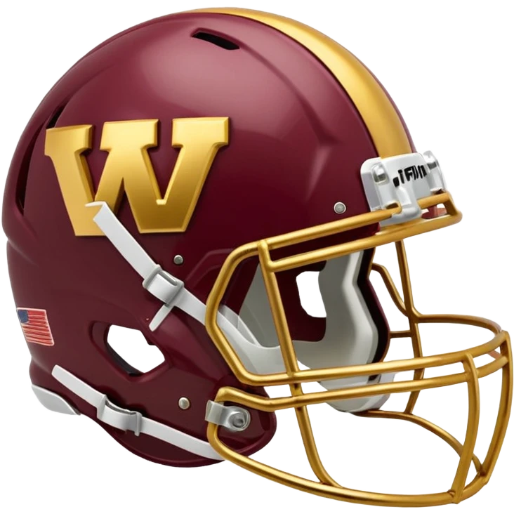 Burgundy and gold W on a football helmet  emoji