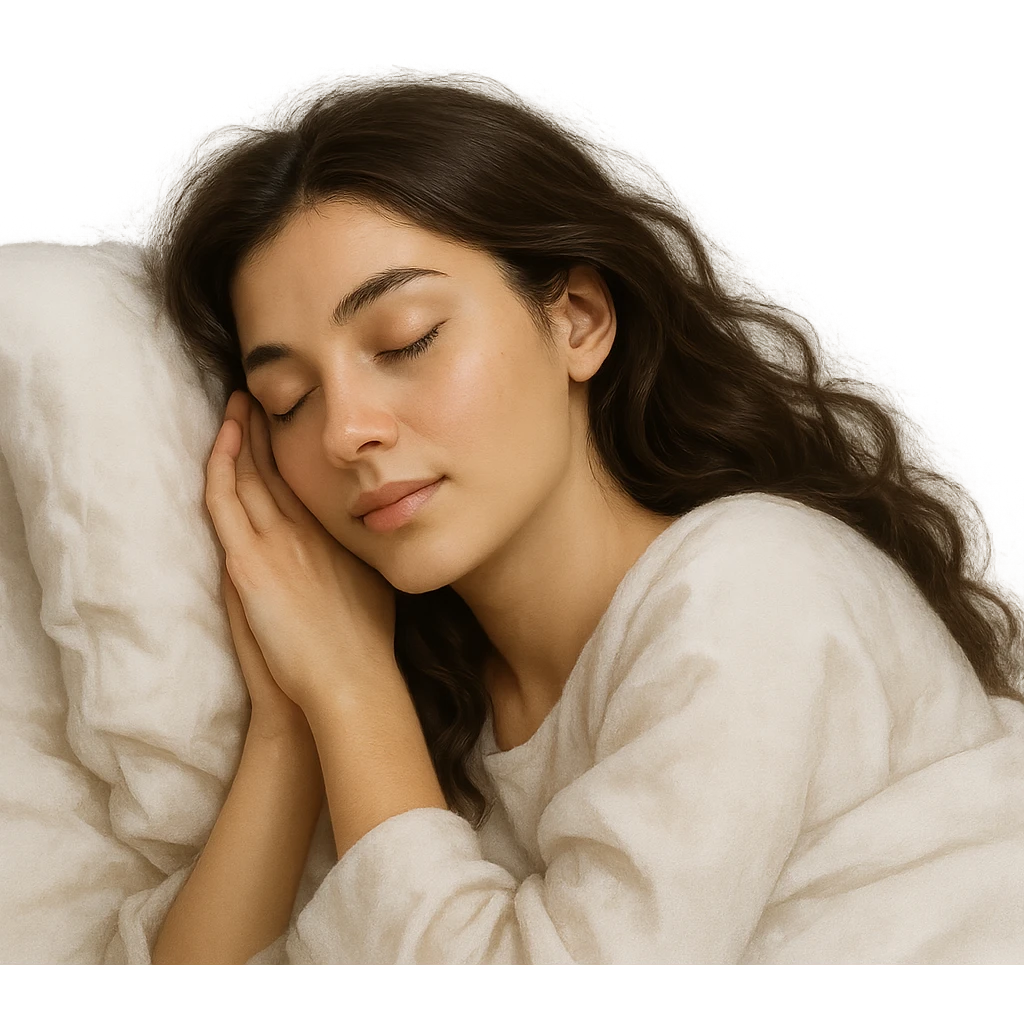 brunette girl sleeping, variation 2, peaceful and serene emoji