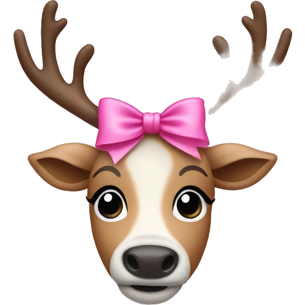 Reindeer wearing pink bow  emoji