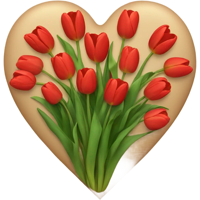 beige heart with tulips red emoji
