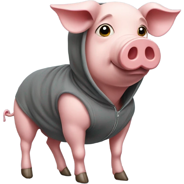 Pig with a nice haircut in hoodie emoji