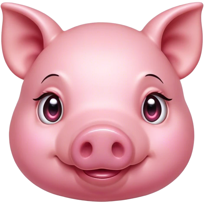 Cinematic Cute Pig Portrait Emoji, Head tilted playfully and inquisitively, featuring a glossy rosy-pink hide with a cute snout and a subtle natural sheen, round, sparkling beady eyes filled with curiosity, Simplified yet irresistibly adorable features, highly detailed, glowing with a warm, friendly glow, high shine, affectionate and lively, stylized with a touch of farmyard whimsy, bright and endearing, soft glowing outline, capturing the essence of a mischievous yet loving pig, so playful it feels like it could oink out of the screen and into your arms! emoji
