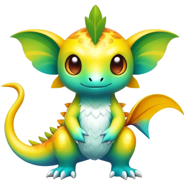 Exotic tropical shiny rare colorful epic cute Fakémon-creature, full body, with random markings emoji